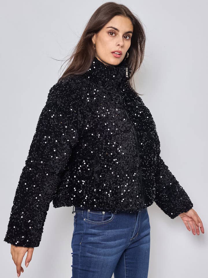 KY CREATION PARIS - Vente Doudoune – femme - Doudoune - courte à paillettes