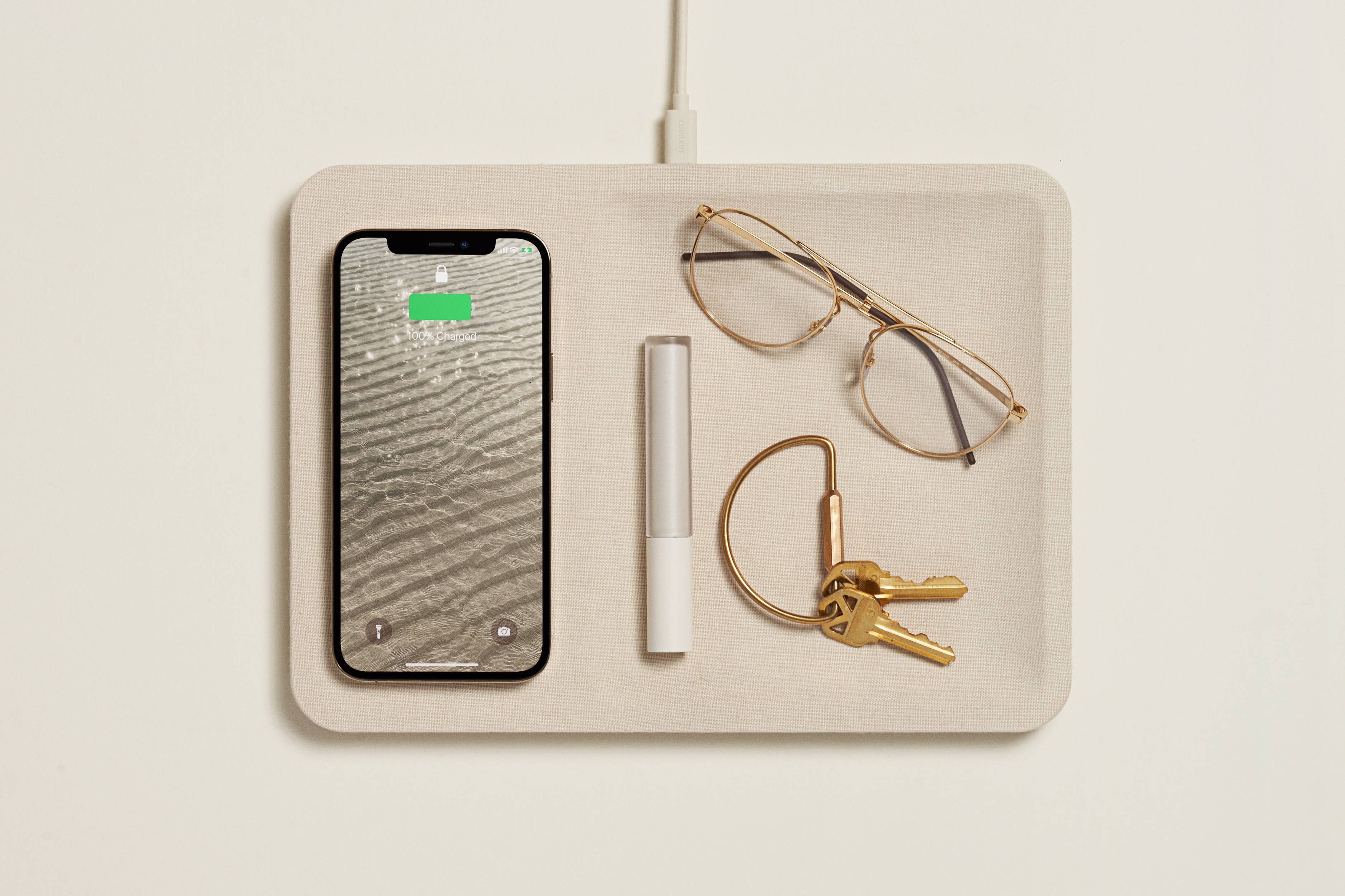 Courant - Wholesale Charging Dock - CATCH:3 - Essentials Linen Wireless Charger with Valet Tray11