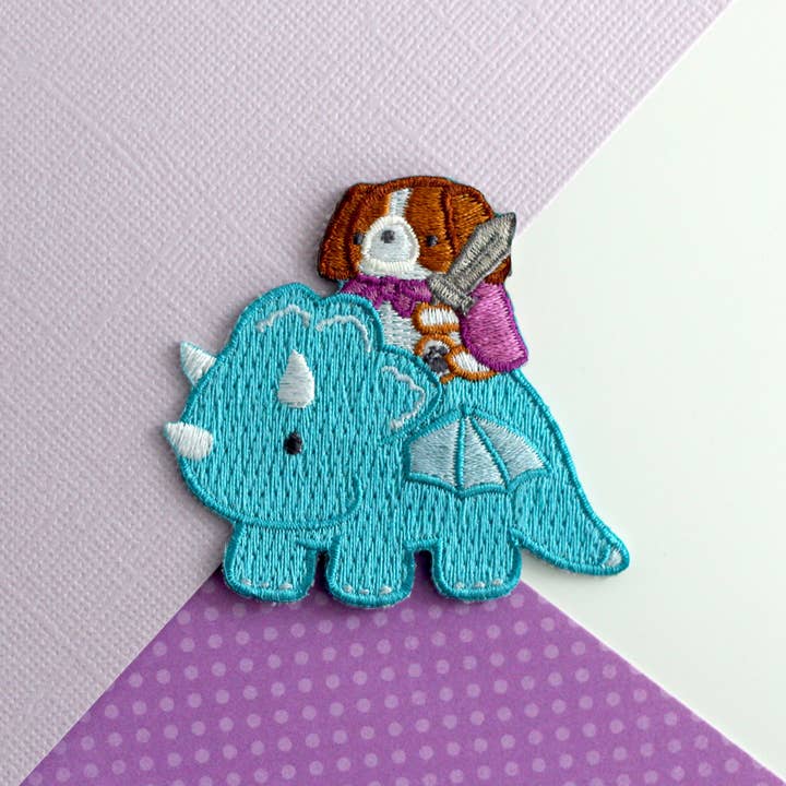 Cavalier King Charles Spaniel Dog on Dragon Iron On Patch for wholesale by Wild Whimsy Woolies