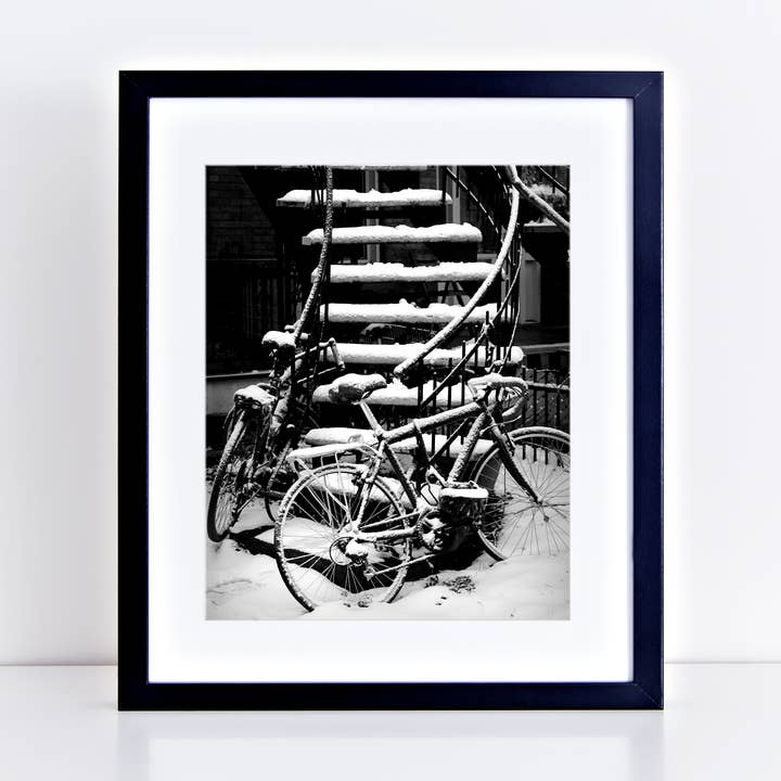 Bicycle in Snow Art Print for wholesale by Veni Etiam Photography