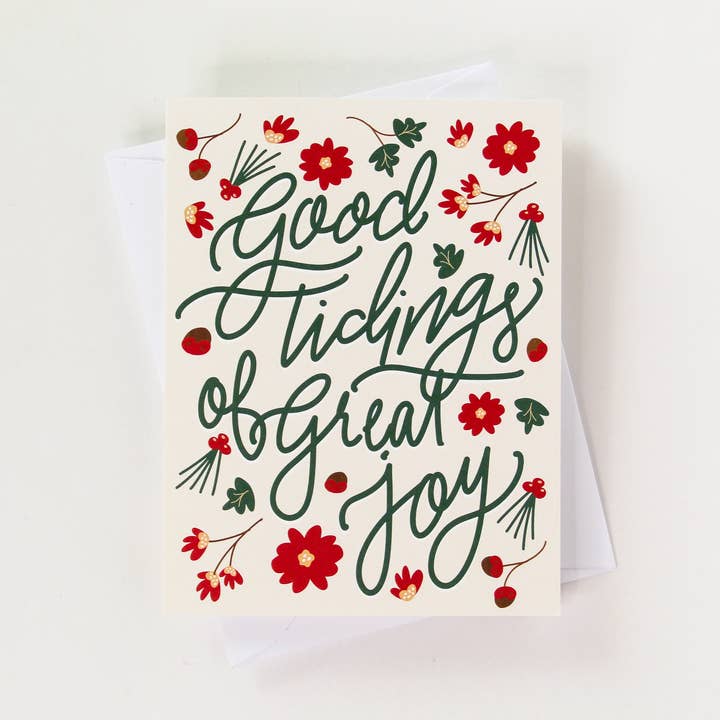 Good Tidings of Great Joy | Christmas Card with Envelope for wholesale by Birdie Mae Designs