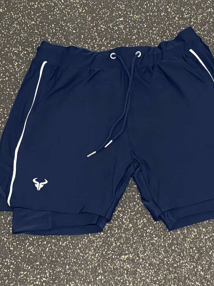 Cerus Navy Flex 2-in-1 Shorts for wholesale by Cerus Clothing