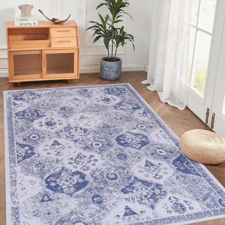 39F Inc. - Wholesale Area Rug - MAVAL Blue Washable Rug 5x8 Area Rug (Blue, 5' x 8')