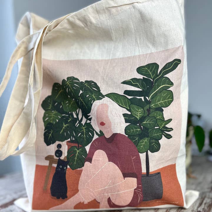 plantyintroverts – wholesale Bärkasse - Dam – Tygväska - Plantlady, Monstera, Fol Tree, Kattväska4