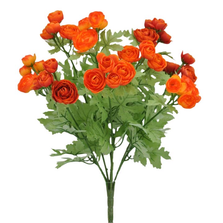 16" Orange Ranunculus Bush with 9 Stems 84399-OR for wholesale by Trendy tree
