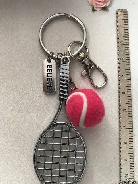 Miss DJ Angel - Wholesale Keychain - Unisex - Tennis racket and ball keychain, gift for tennis player, kawaii tennis racket charm, gift for tennis ball lover4