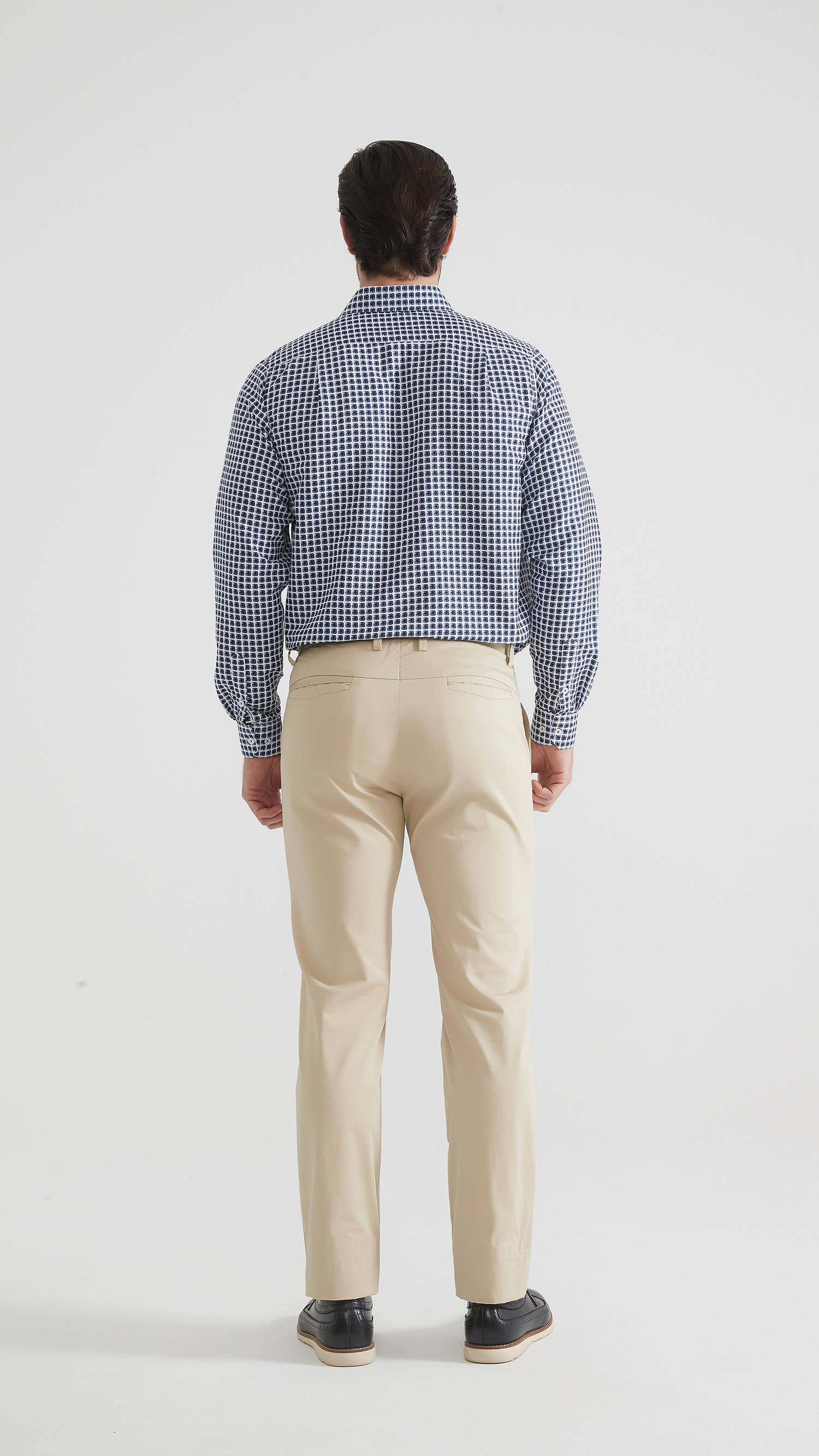 Yves Enzo - Wholesale Overhemd met knopen - Heren - Blauw overhemd met patroon in comfortabele pasvorm3