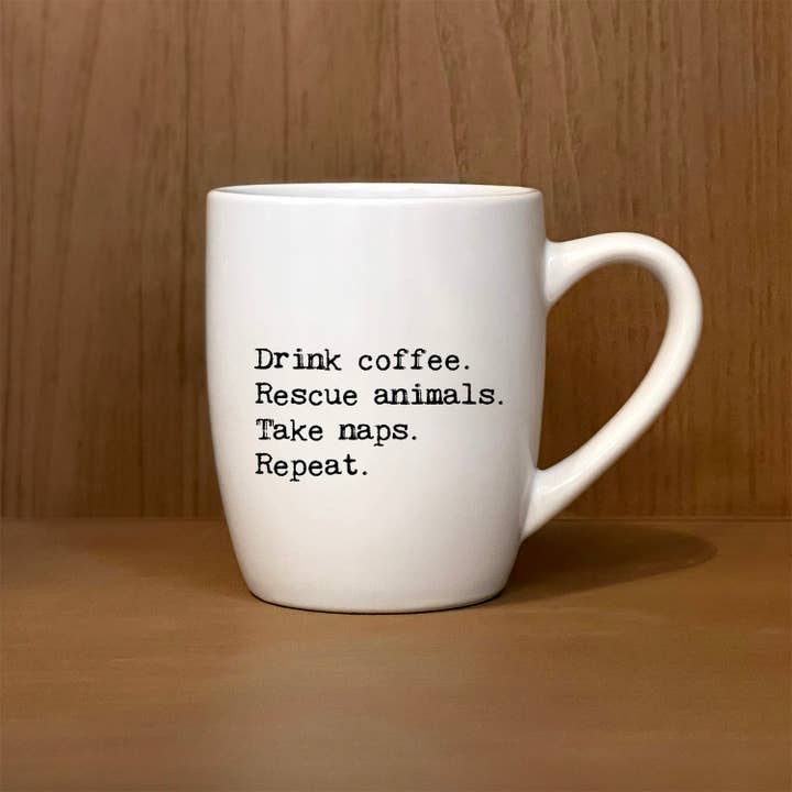 Second Nature by Hand - Wholesale Coffee Mug - Drink coffee. Rescue animals. Take naps. Repeat.
