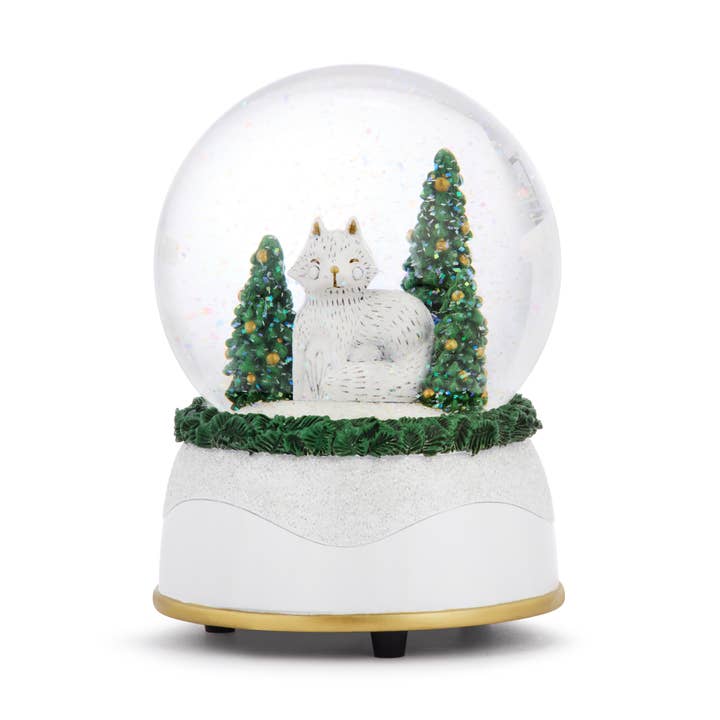 Fox Glittered Greenery Musical Snow Globe - 4x5.5in for wholesale by DEMDACO