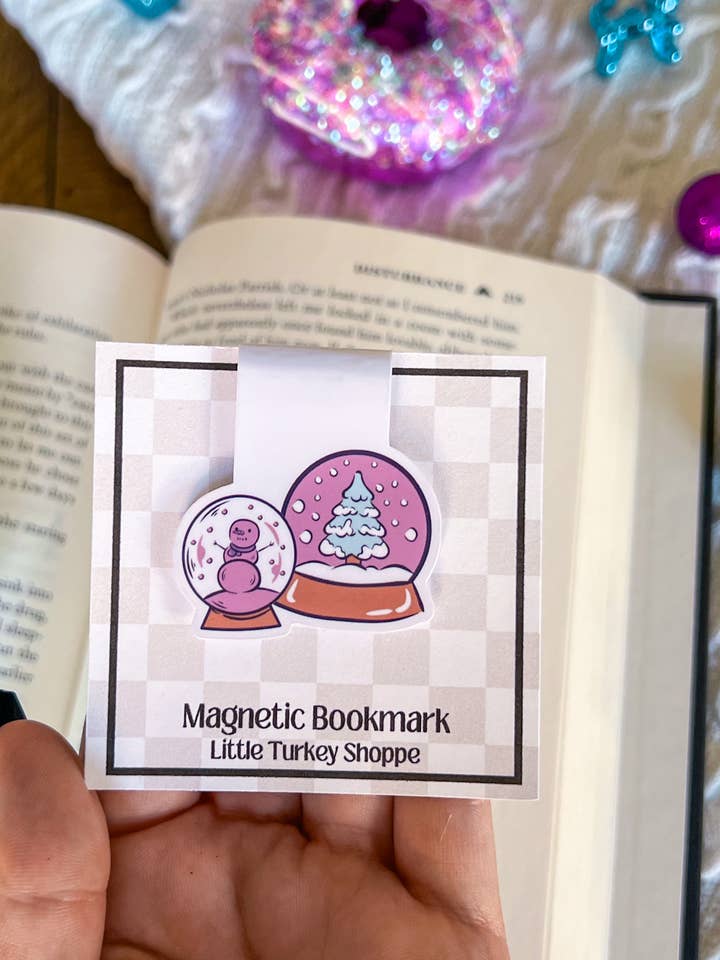 Purple Snowglobe Magnetic Bookmark for wholesale by Little Turkey Shoppe