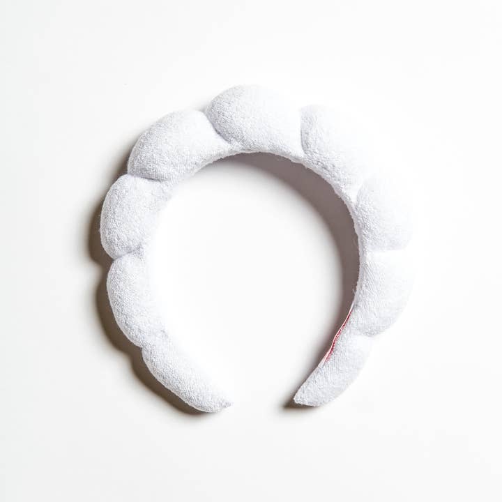 White GRWM Puffy Hair Band for wholesale on Faire