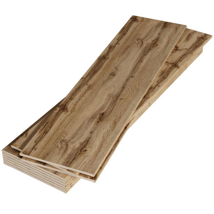 Pecan Wood MDF Wall Panels in various pack configurations for wholesale by Dundee Deco