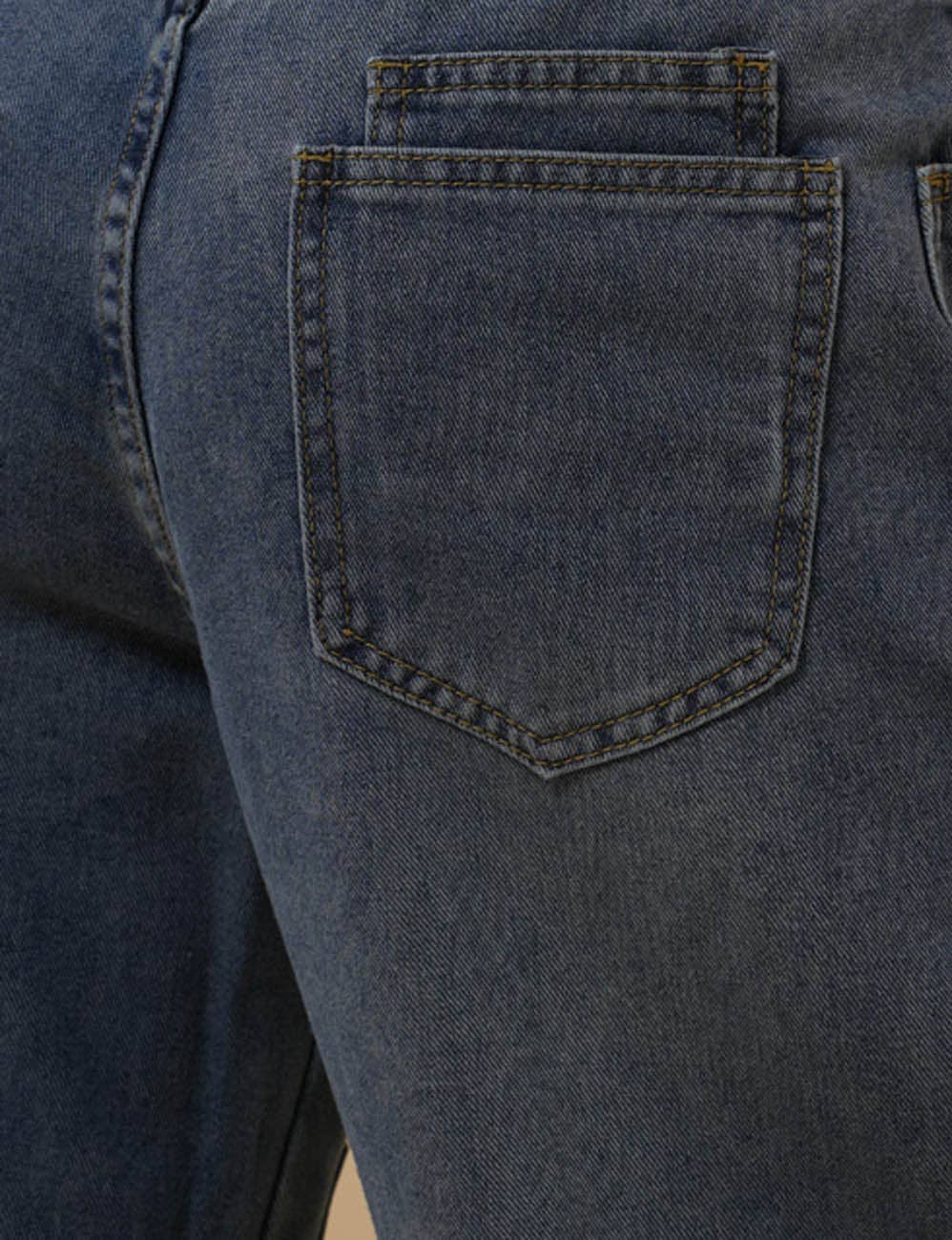 Blue Ladies String Tie Jeans Demin Splice Straight Leg Pants 8SKP50370 for wholesale on Faire7