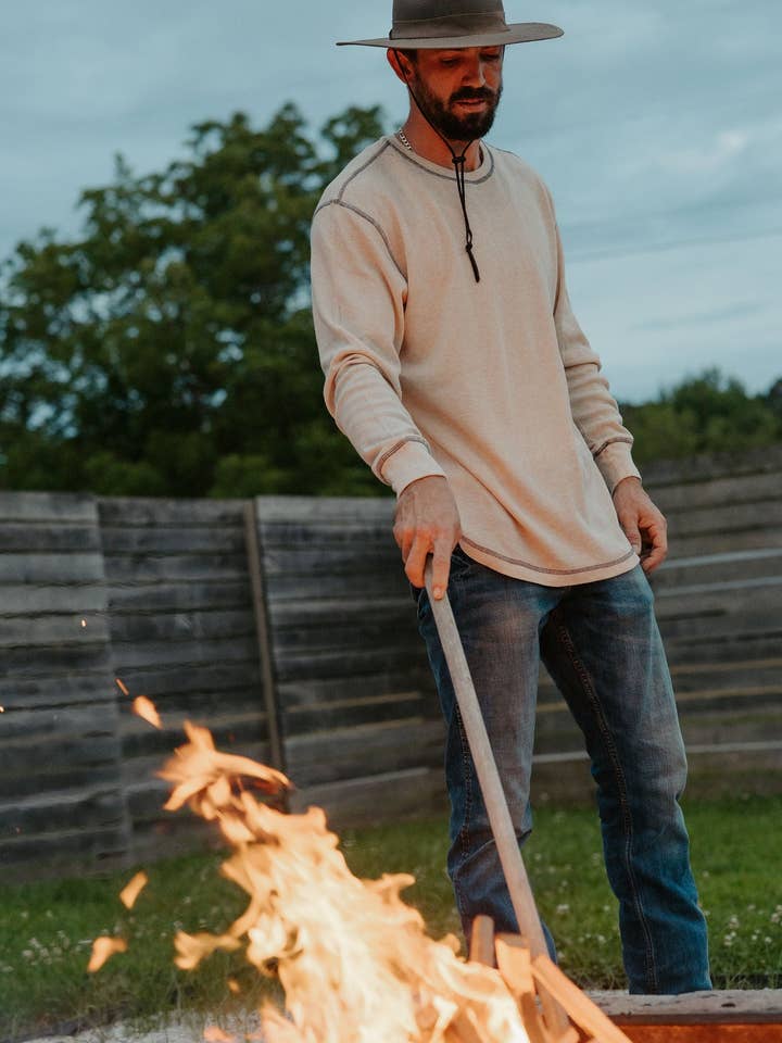 Low Country Natural Waffle Thermal Long Sleeve Shirt for wholesale by Fulton Apparel Company