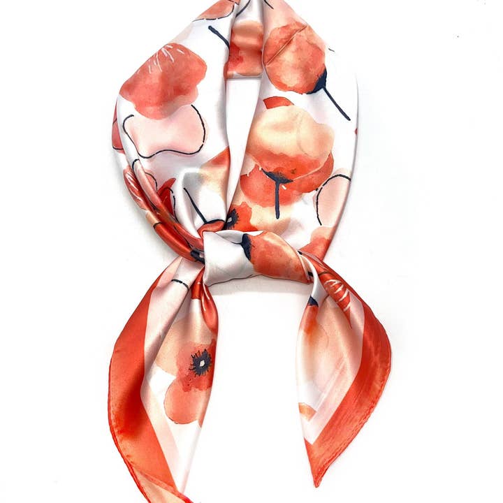 LINETA - Wholesale Scarf - Women's - J-140 Scarf silk touch 70x70 poppy pattern0