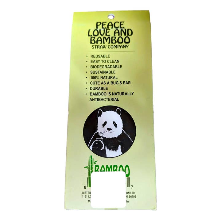 Island Style Clothing Co by Akamai Distribution Ltd - Wholesale Drinking Straw - Peace Love Bamboo Reusable Straws for Smoothies and Boba1