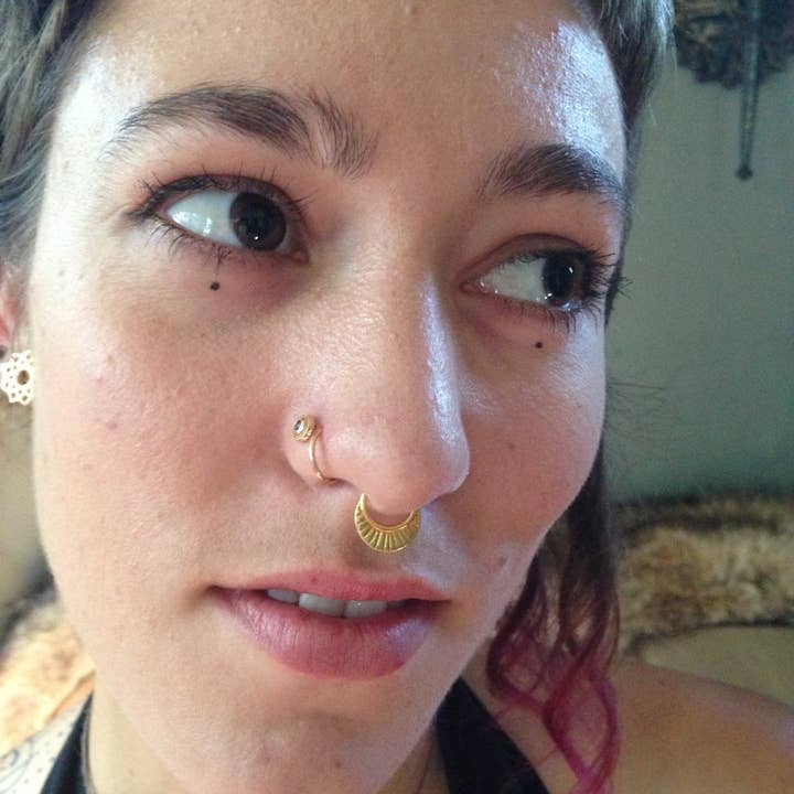 JAYA MOKSHA - Wholesale Nose Ring - Gold Plated Fake Septum Ring / Faux Septum Jewelry 5