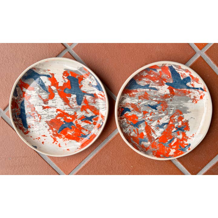 Round Plate 6.5" with Birds for wholesale by Sweet Air Studio