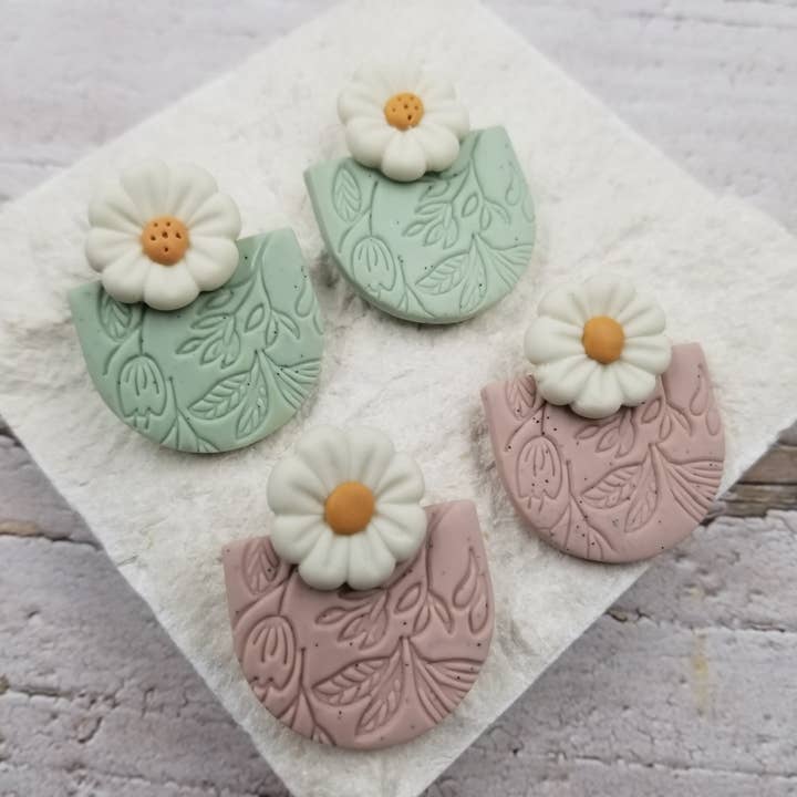 Handmade Flowers Clay Earrings for wholesale by Treasure Wholesale