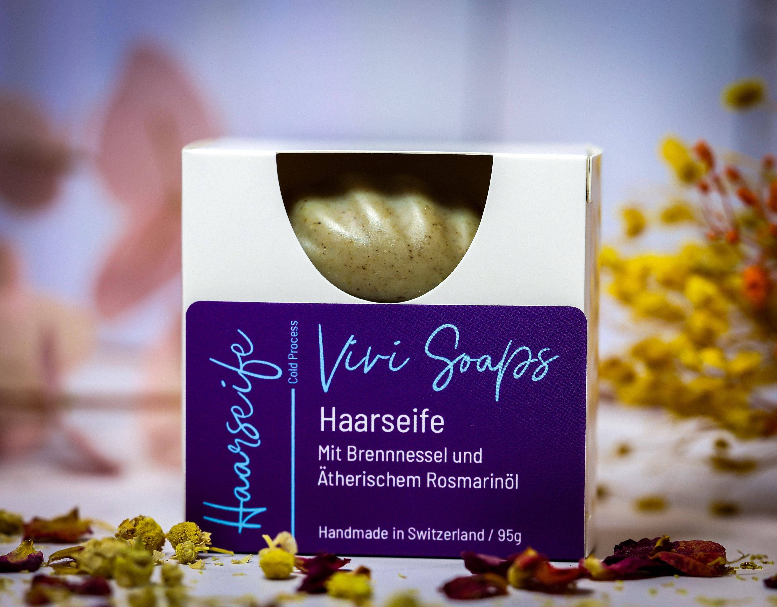 ViviSoaps - Wholesale Shampoo Puck/Solid Shampoo - Nettle Hair Soap with Essential Rosemary Oil1