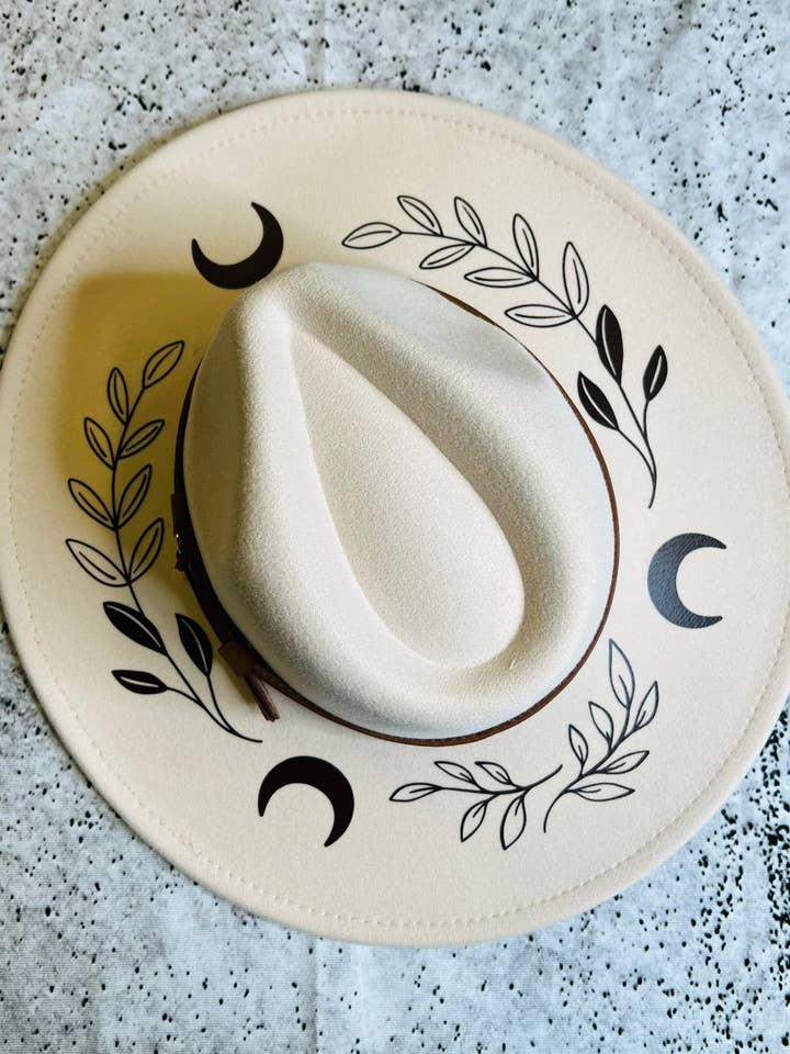 Fox & Fable - Vegan Felt Wide Brim Hat - XL Brim - Cream - XL Fern Moon for wholesale by Witchwood Bags
