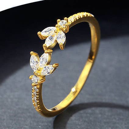 Anello Impilabile Foglia Marquise Delicato in Argento Sterling 925 per la vendita all'ingrosso da parte di Perimade & Co. LLC