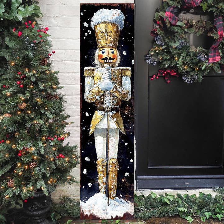 TX USA Corporation - Vendita all'ingrosso Decorazione natalizia - Insegna di Benvenuto Natalizia con Schiaccianoci Festivo | Decorazione Verticale per Esterni2