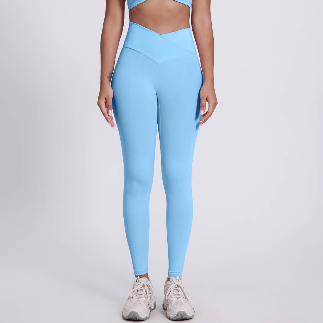 Sodalemon – Engroshandel Sports-/loungeleggings – til kvinder – Sodalemon dameleggings med krydset høj talje i ensfarvet design3