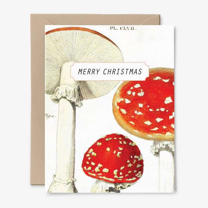 Hemlock House Studio - Wholesale Christmas Card - Merry Christmas Mushroom Card | Fungi | Holidays | Botanical