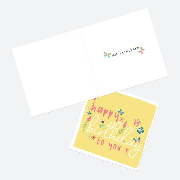 Dotty About Paper – wholesale Birthday card – Birthday Cards For Him & For Her - Mixed Flowers & Typography - Pack of 66