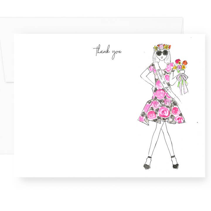 Bride To Be Thank You Flat Note Card Stationery Set for wholesale by Lacee Swan
