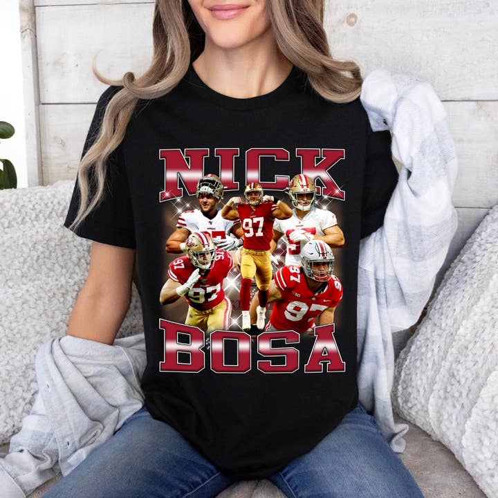 XO, Hannah - Wholesale Graphic Sweatshirt - Women's - Nick Bosa Collage 49ers