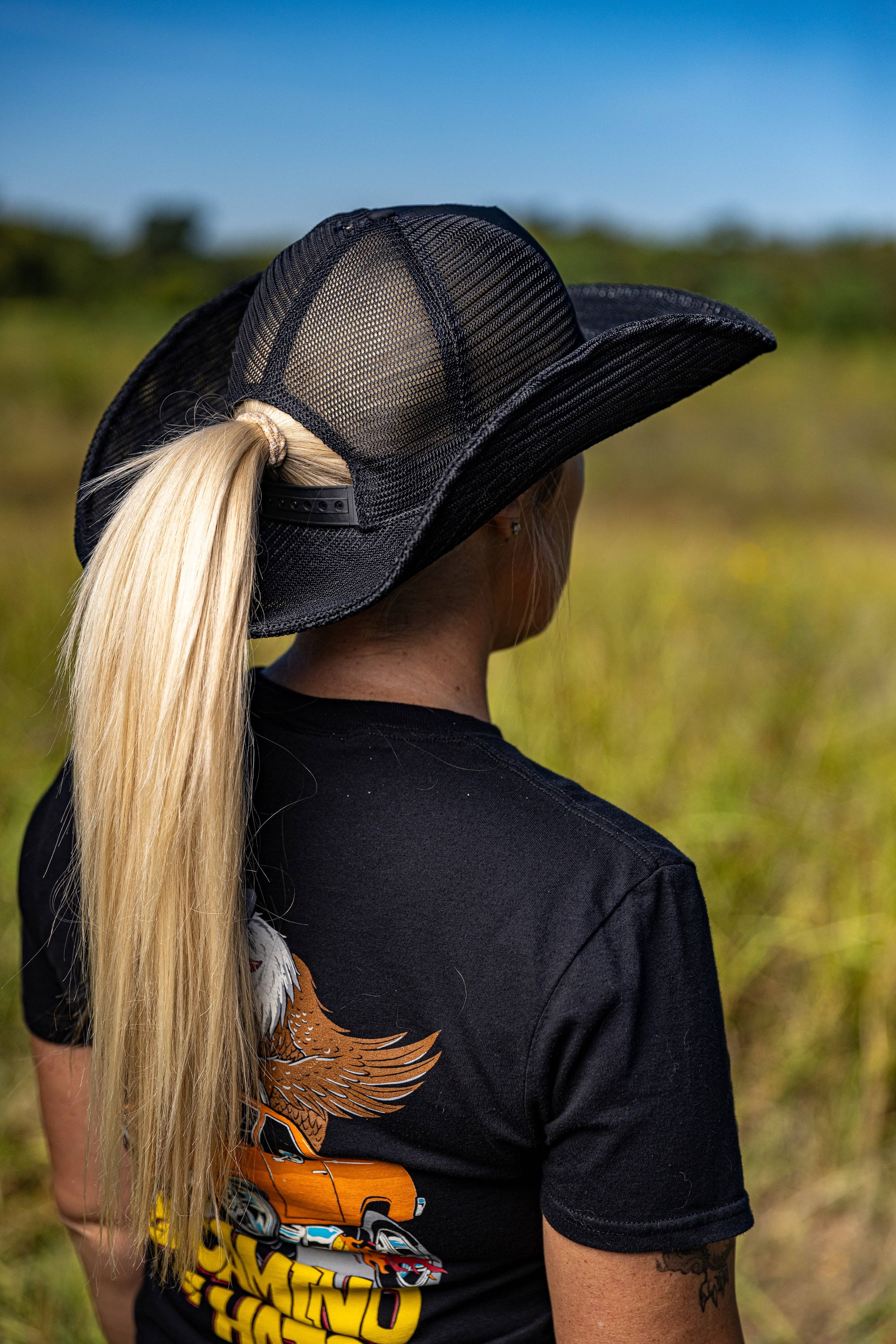 Cowboy Snapback - Wholesale Cowboy Hat - Unisex - BLACK COWBOY SNAPBACK: 5 PANEL - BLANK3