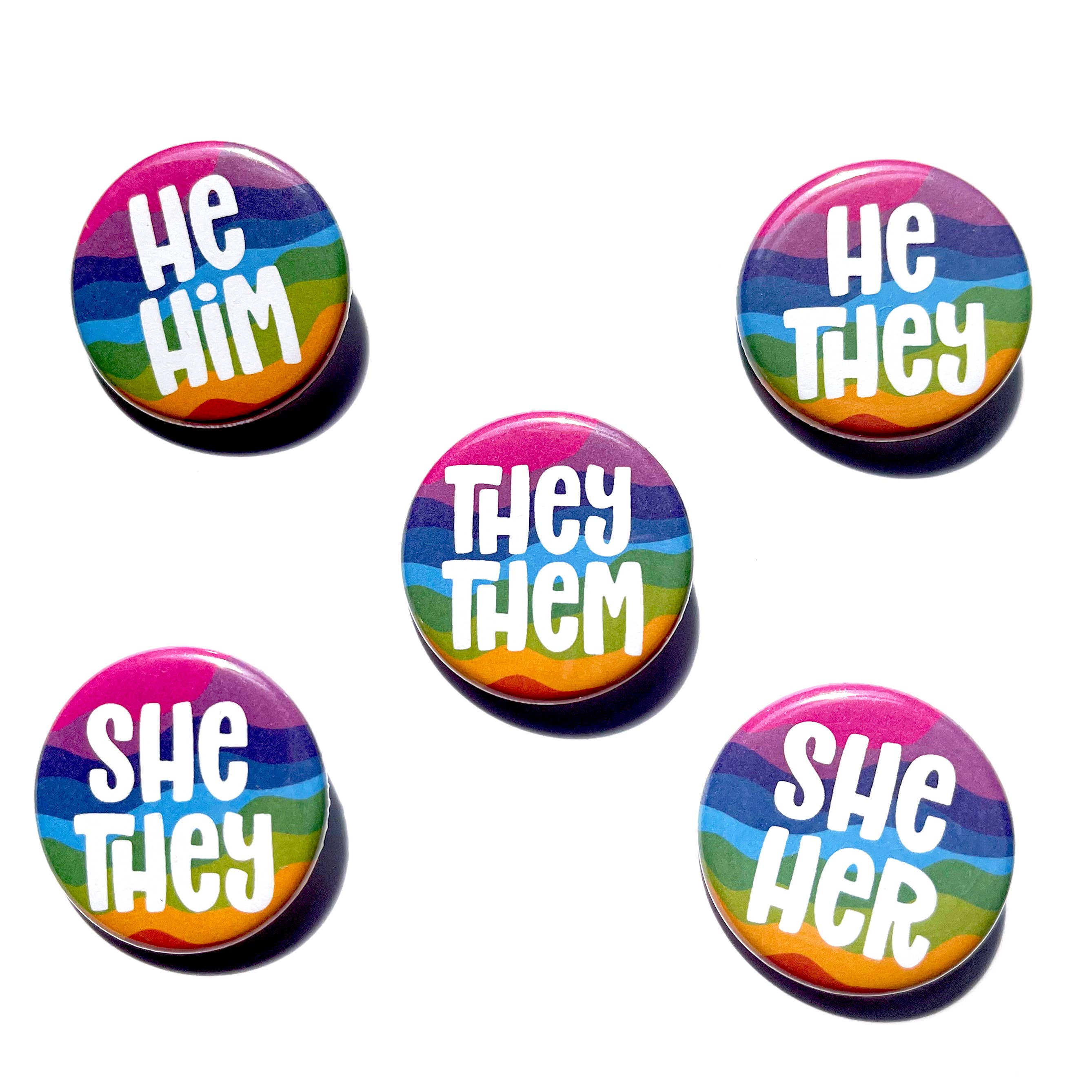 TheThirdArrow - Vente Épinglettes/boutons - Boutons à pronom lumineux avec tourbillon lumineux de 1,25 po2