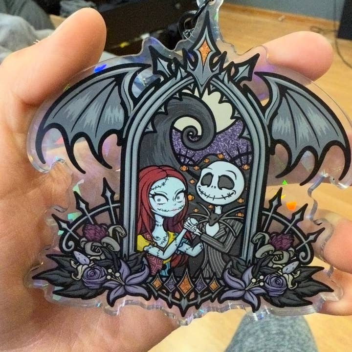 Llavero de acrílico de Jack y Sally de 4" de Pesadilla antes de Navidad para venta al por mayor de GoopyGoblins