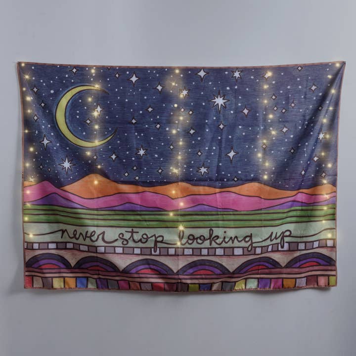 Primitives by Kathy - Wholesale Wall Sign - Never Stop Looking Up Lighted Tapestry