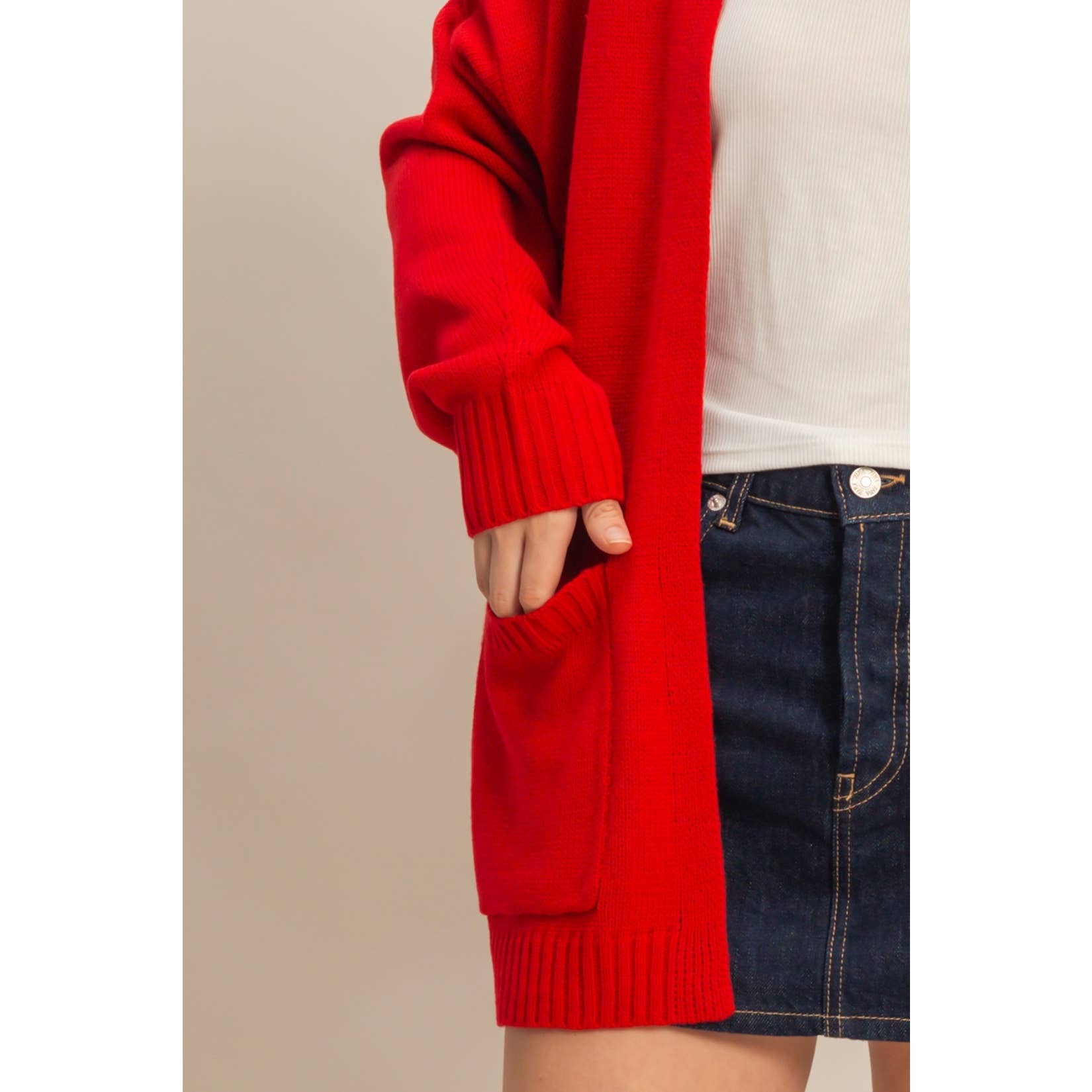 Double Zero - Venta al por mayor Cárdigan - Mujer - Cárdigan de Punto Abierto de Talla Grande con Bolsillos10