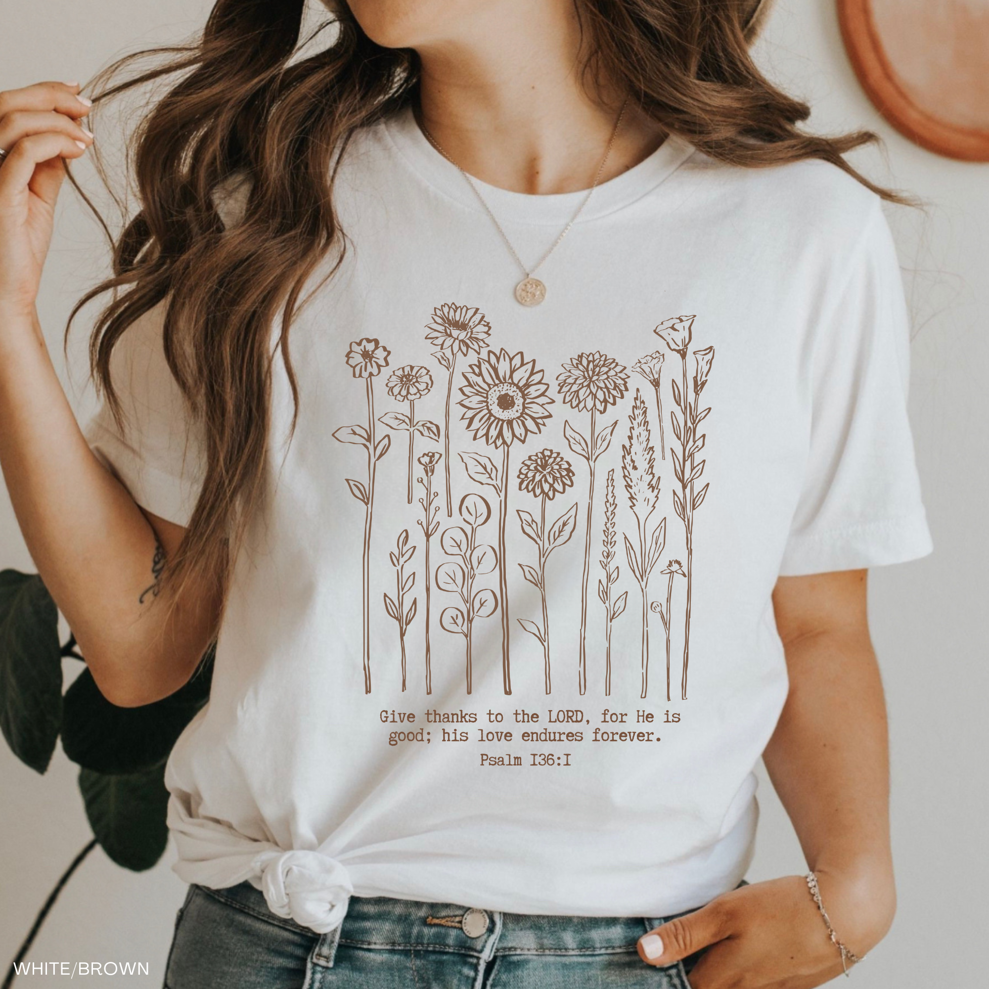 Faith & Life Christian Brands – wholesale T-shirts med screentryck – Dam – Ge tack till Herren för han är god Blommor T-shirt6