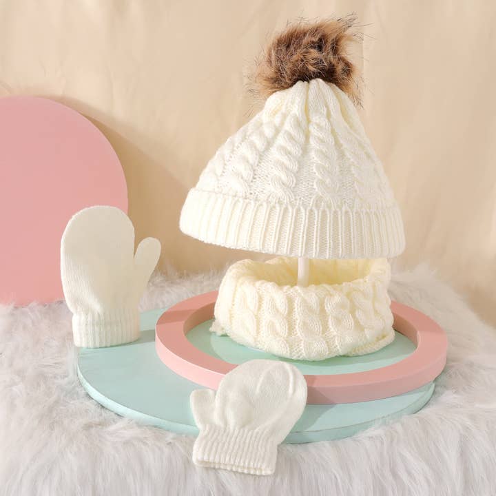 PatPat - Wholesale Clothing Set - Baby - 3-pack Baby Toddler Knit Beanie Mittens Set