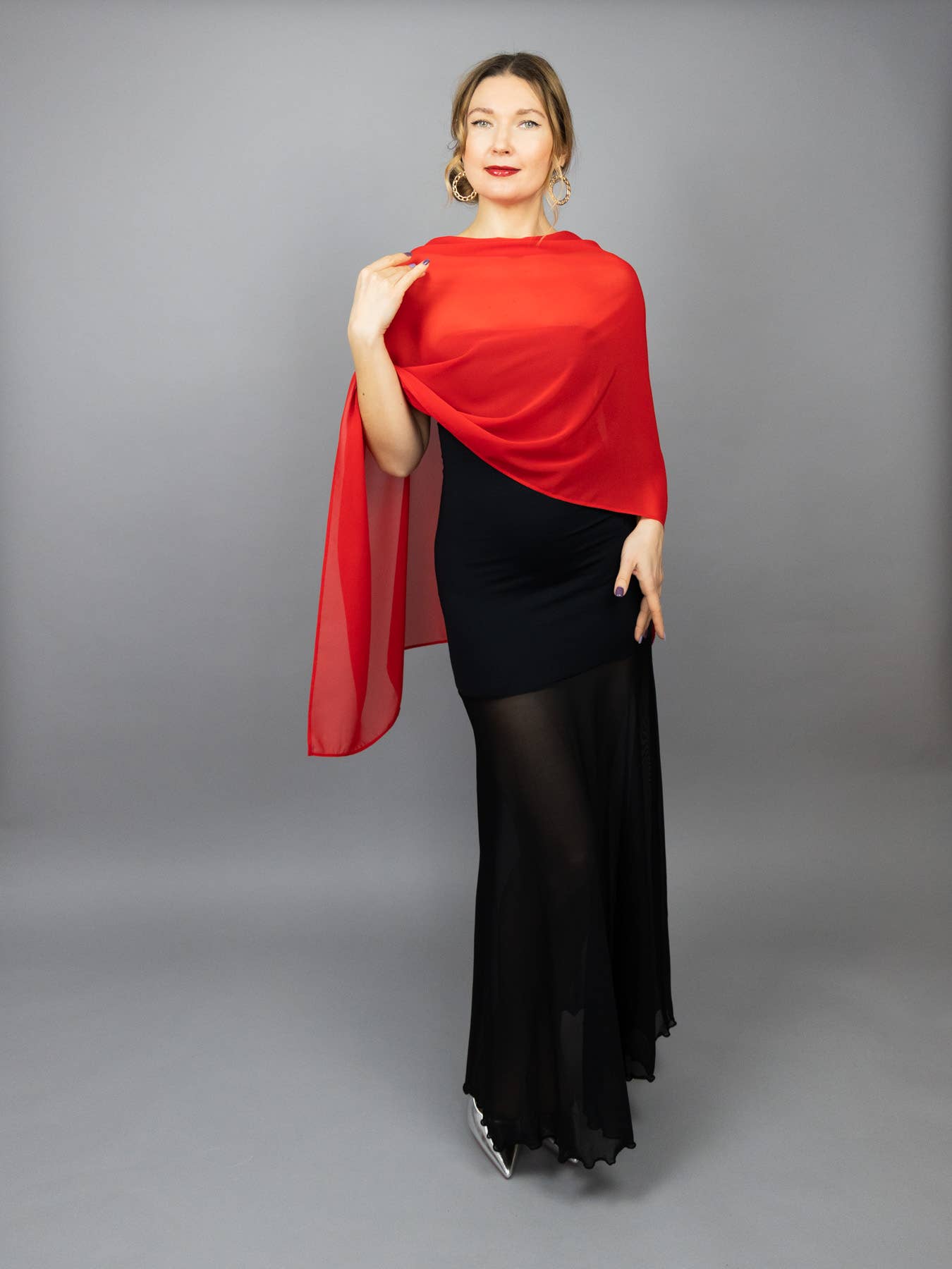 BridalSpain - Venta al por mayor Capa corta- Mujer - Capa Transparente Estilo Griego en Color Vino para Damas de Honor32