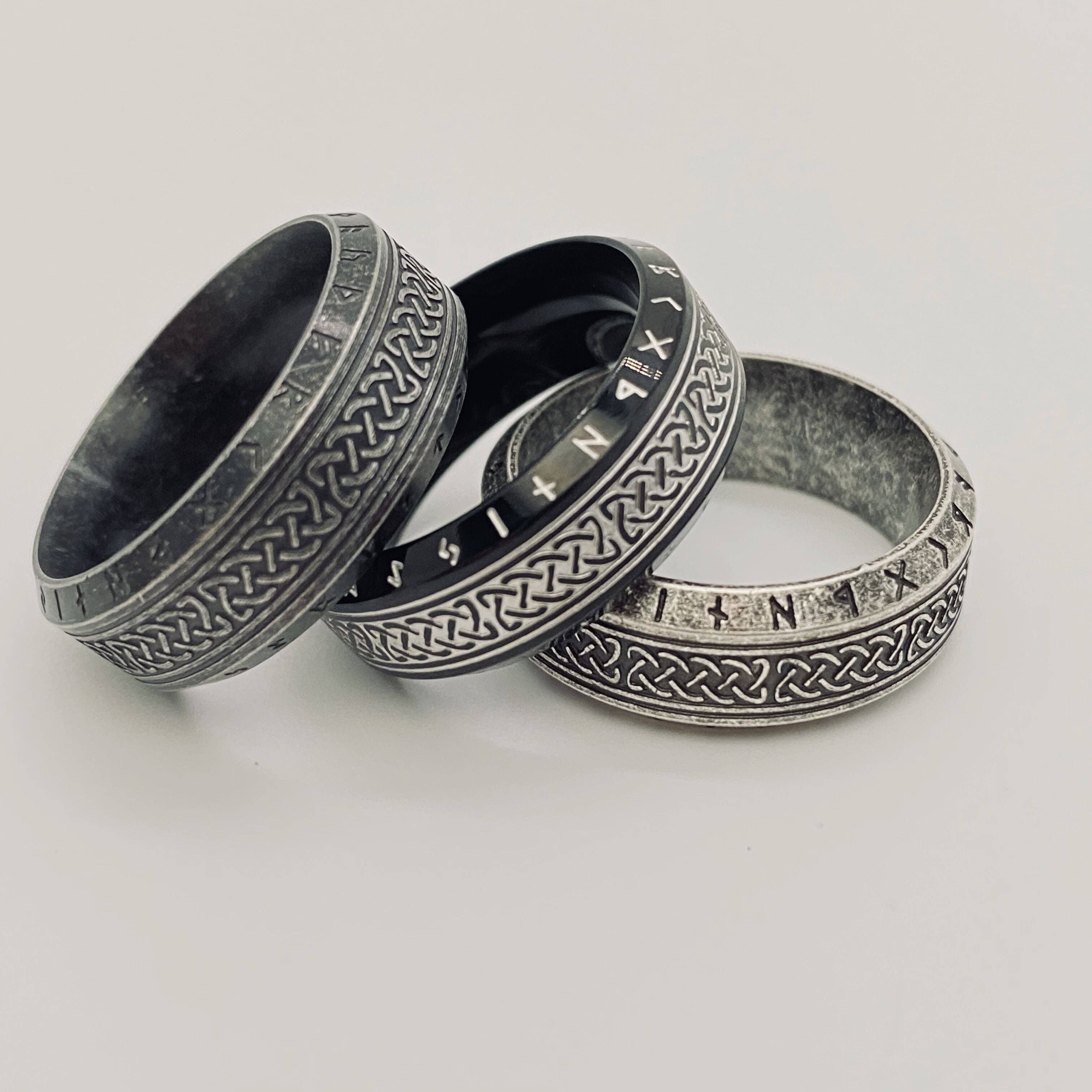 Mio Queena - Vente Bijou – homme - Bague rétro Viking Rune Celtic Knot en acier titane pour hommes5