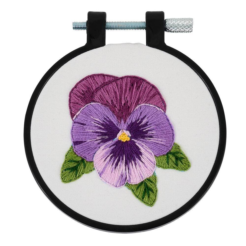 Plaid Crafts - Wholesale Embroidery/Cross Stitch Supplies - Bucilla® Stamped Embroidery Kit - Pretty Pansy 3"1