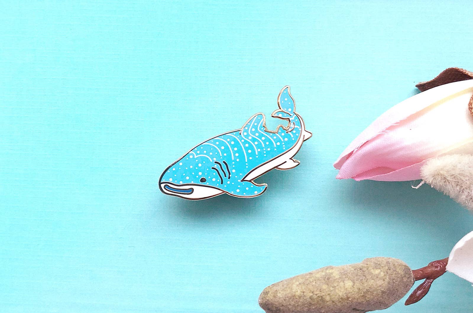 Alum and Ink - Wholesale Lapel Pin/Button - Happy Whale Shark Pin1