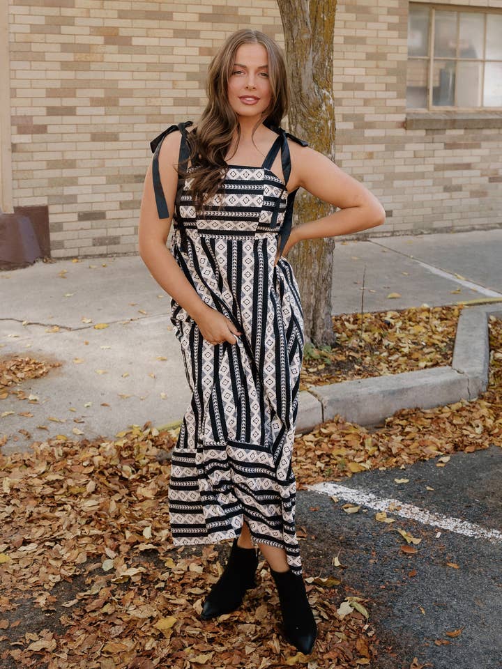 Karina Striped Knot Strap Maxi Dress for wholesale by Indie & Co. | Women's Apparel