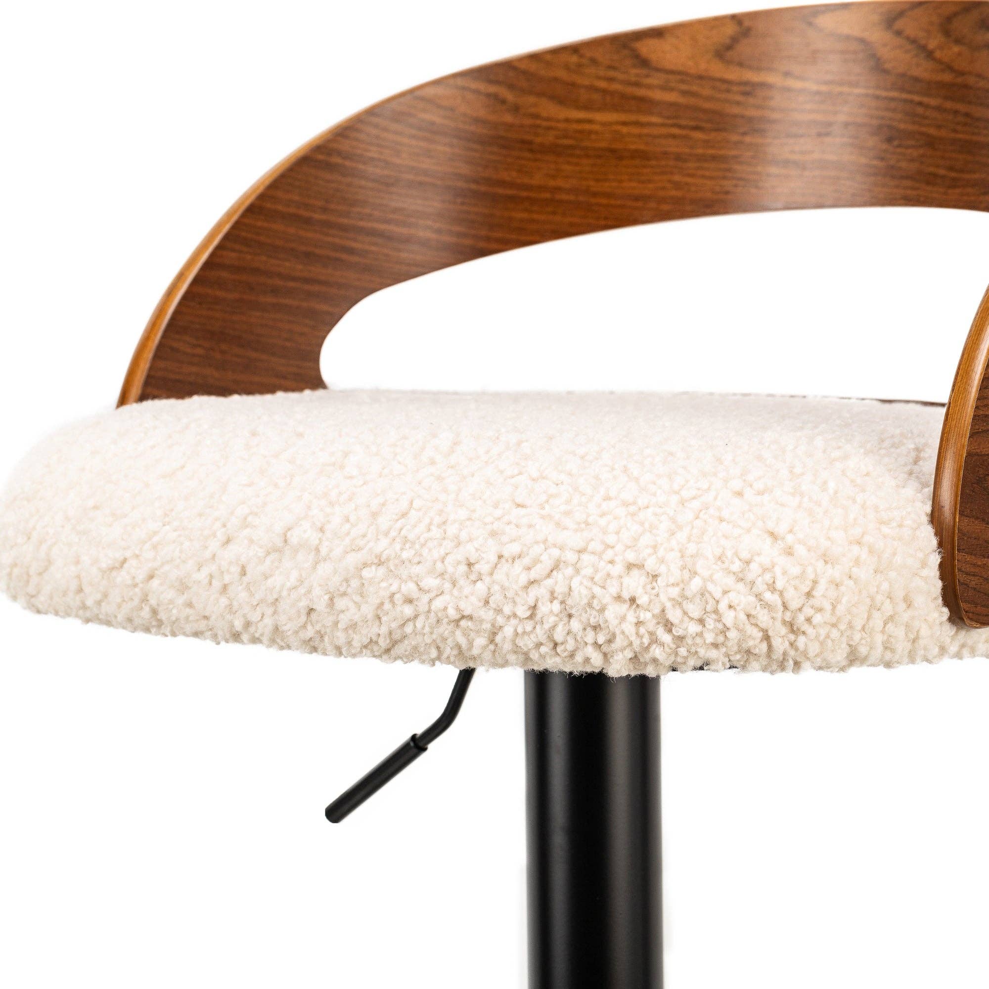 Nordlys - Wholesale Stool - VICTORIA Set of 2 Wood and White Bouclé Bar Stools2