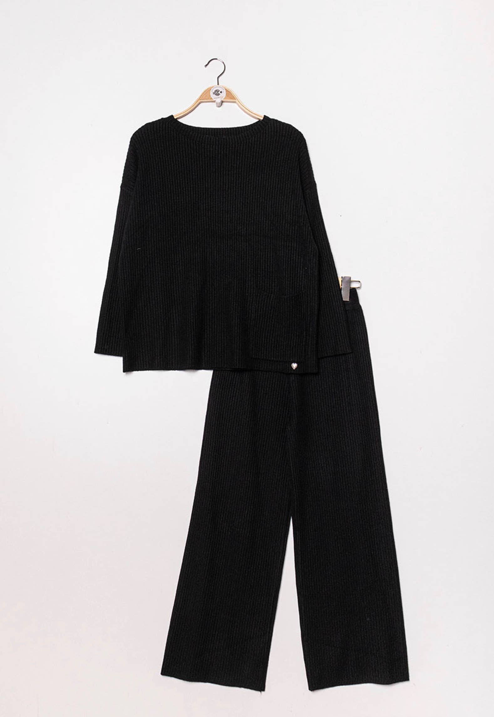 Happy look – Engroshandel Top- og buksesæt (IKKE Loungewear) - Dame – Ribstrikket Kvinde Sæt – Lige Bukser & Sweater7