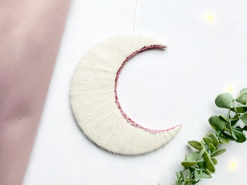 The Cosmic Workroom – wholesale Wall Accent – White & Pink Crescent Moon Wall Hanging2