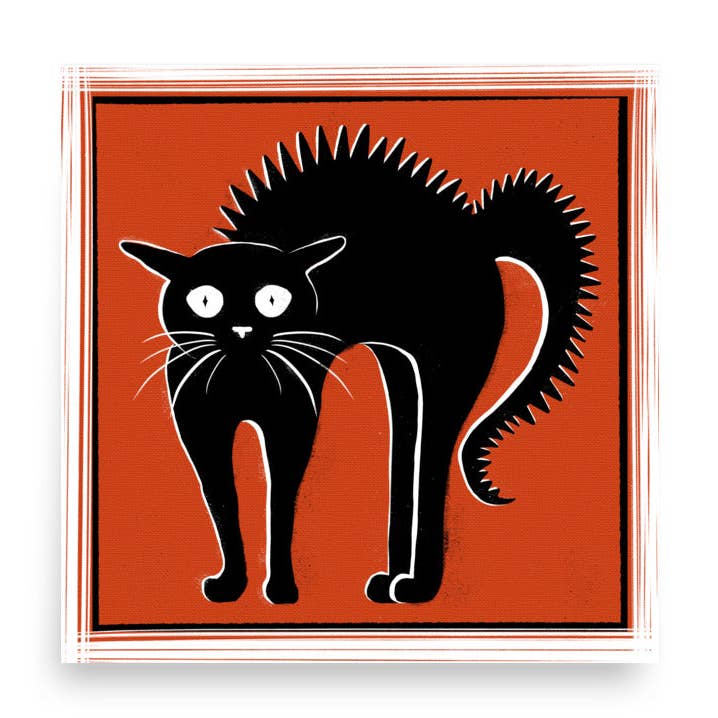 Peinture « Chat peureux » | Art fantaisiste et effrayant de chat noir pour la vente par JoyousJoyfulJoyness