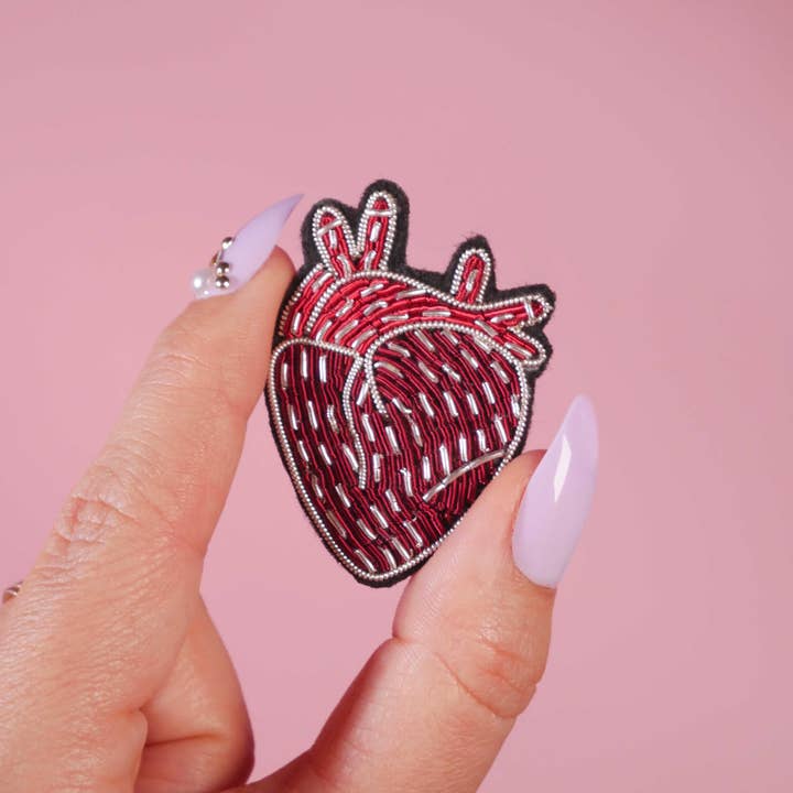 MALICIEUSE - Wholesale Brooch - Human Heart Brooch - Handmade Cannetille Embroidery