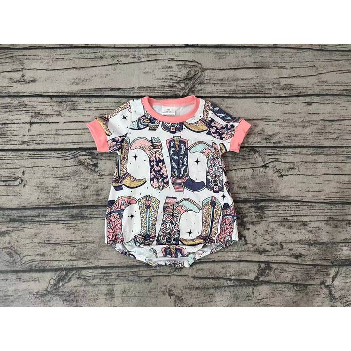 Aier Wholesale - Wholesale Jumpsuit - Baby - Baby Girls Western Boots Pink Rompers